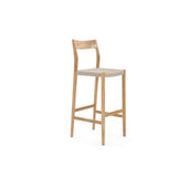 Garten Barhocker Lago aus Naturteak und grauem Geflecht, Sitzhöhe 80 cm - ZEN ZONE Furniture