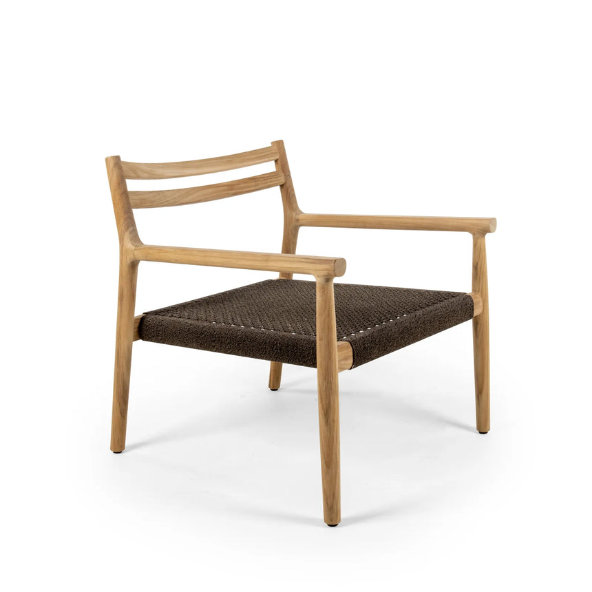 Garten Sessel Florence aus Natur-Teak und Seil in Natur, 75×73×70 cm - ZEN ZONE Furniture