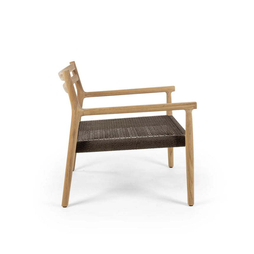 Garten Sessel Florence aus Natur-Teak und Seil in Natur, 75×73×70 cm - ZEN ZONE Furniture