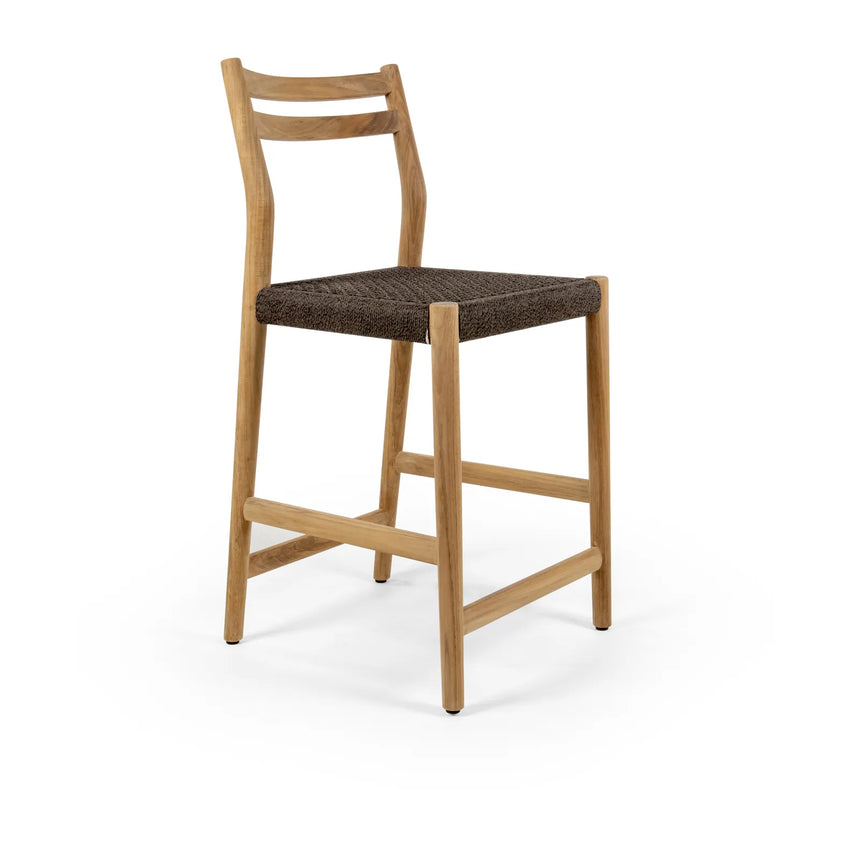 Garten Barhocker Florence aus Teakholz und Seil, Sitzhöhe 80 cm - ZEN ZONE Furniture