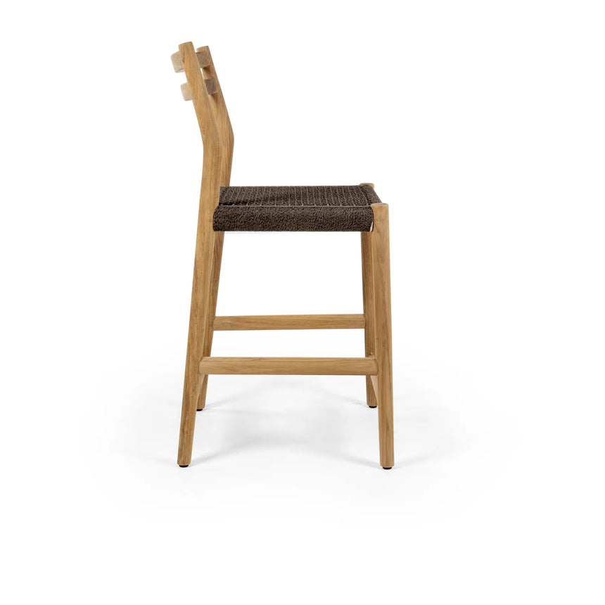 Garten Barhocker Florence aus Teakholz und Seil, Sitzhöhe 80 cm - ZEN ZONE Furniture