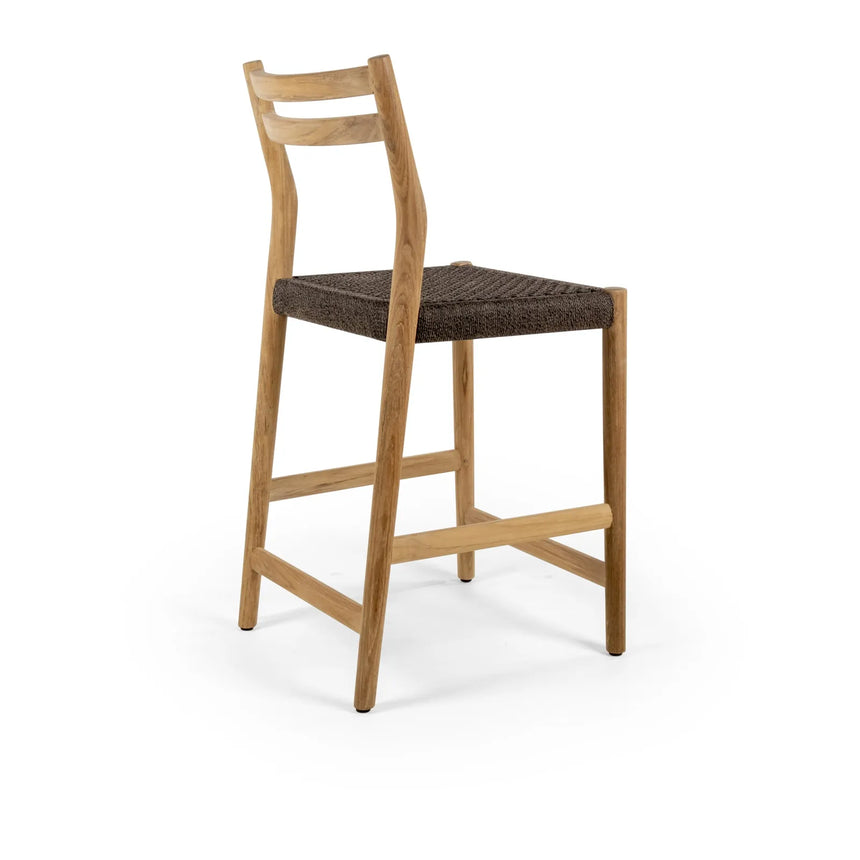 Garten Barhocker Florence aus Teakholz und Seil, Sitzhöhe 60 cm - ZEN ZONE Furniture
