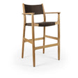 Garten Barhocker Maddalena aus Naturteak und Walnussschnur in Natur, 50×59×98 cm - ZEN ZONE Furniture