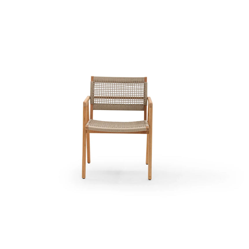 Gartenstuhl Imperia aus Naturteak und taupefarbenem Geflecht - ZEN ZONE Furniture