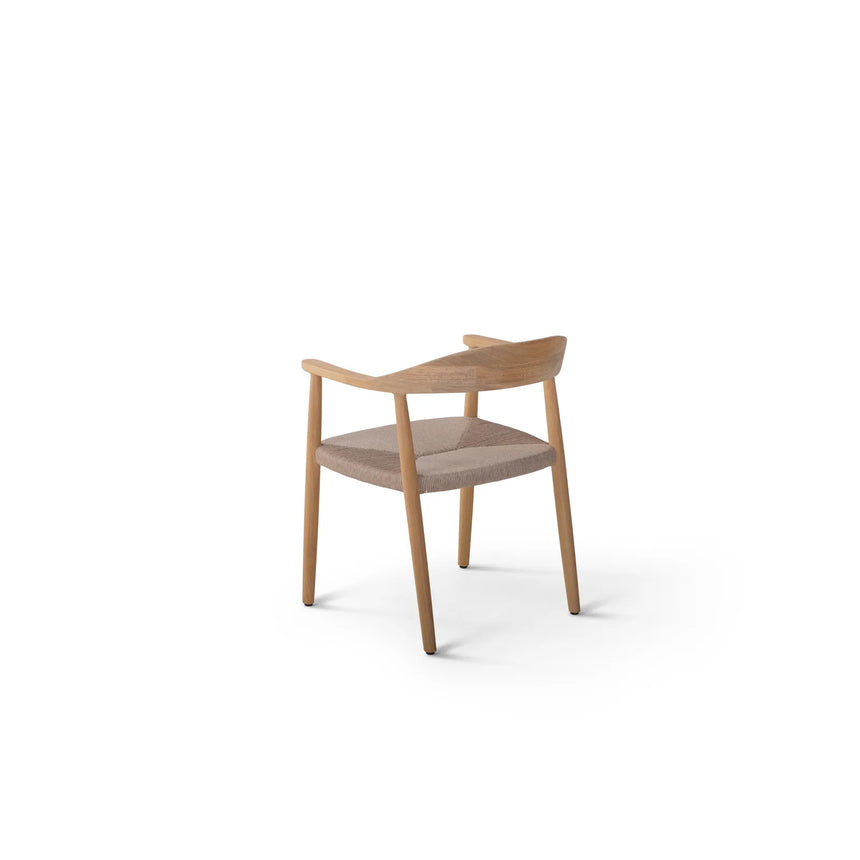 Naxos Gartenstuhl mit Armlehnen aus Teakholz und Leinen - ZEN ZONE Furniture