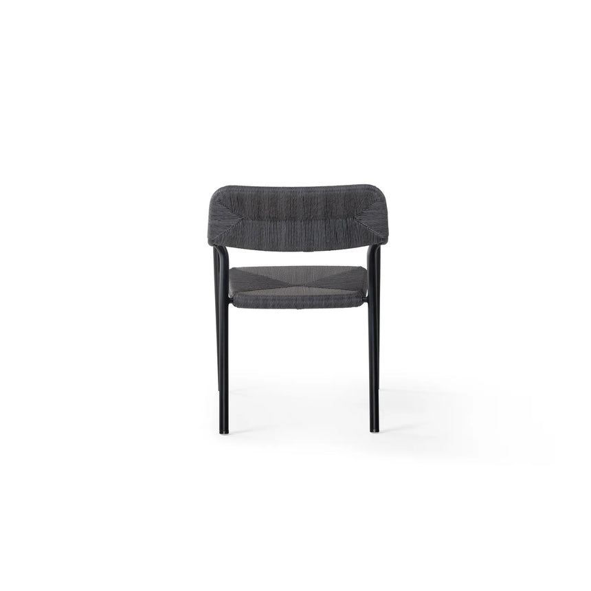 Granelli Gartenstuhl mit Armlehnen aus Aluminium und Geflecht Schwarz - ZEN ZONE Furniture
