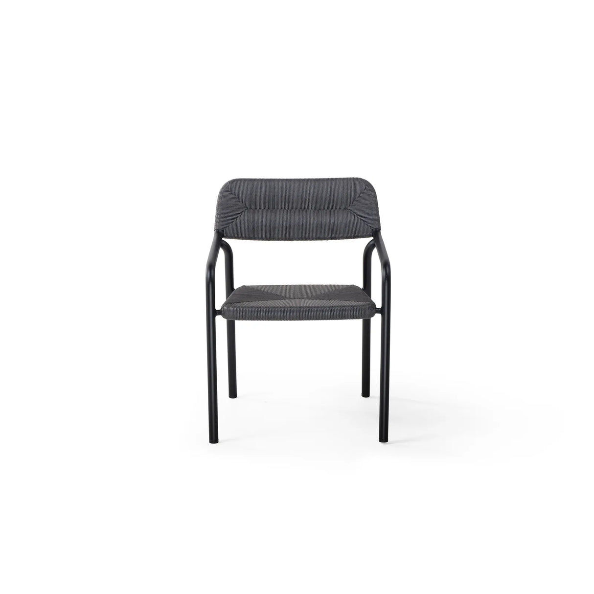 Granelli Gartenstuhl mit Armlehnen aus Aluminium und Geflecht Schwarz - ZEN ZONE Furniture