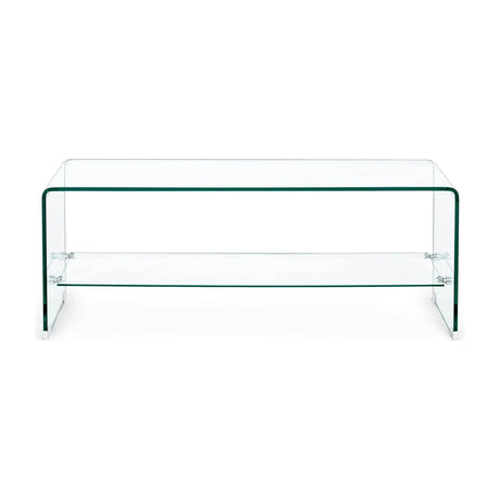 Iride Couchtisch Glas mit 2 Ablagen 100x40 cm - ZEN ZONE Furniture