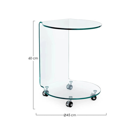 Iride Glas-Couchtisch mit Rädern rund - ZEN ZONE Furniture