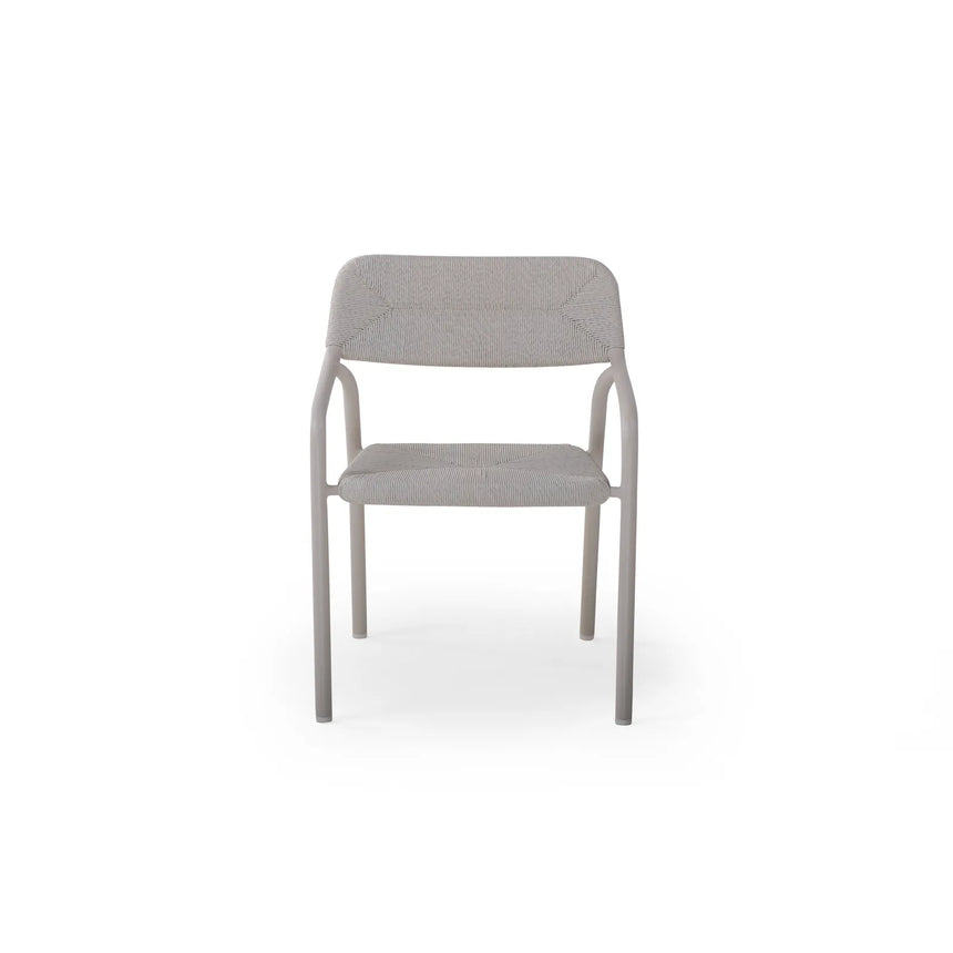 Granelli Gartenstuhl mit Armlehnen aus Aluminium und Geflecht Grau - ZEN ZONE Furniture