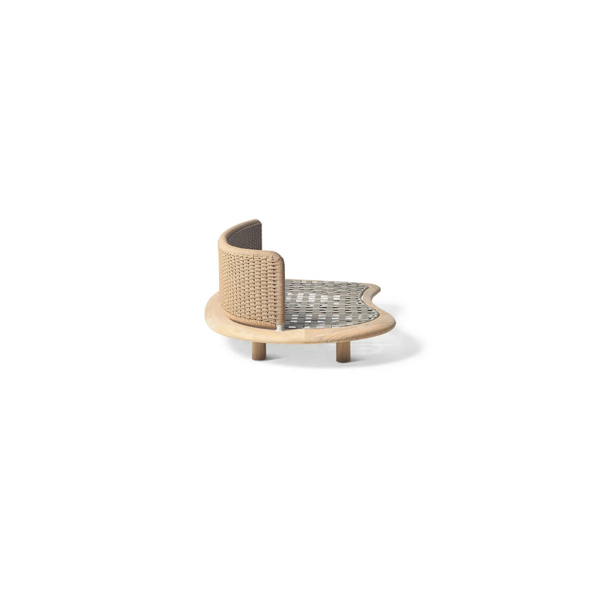 Garten Sofa Orosei, Rechte Seite, aus Naturteak und Seil in Natur, 115×187×63 cm - ZEN ZONE Furniture