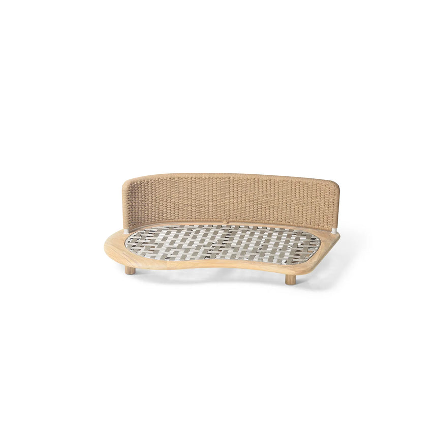 Garten Sofa Orosei, Rechte Seite, aus Naturteak und Seil in Natur, 115×187×63 cm - ZEN ZONE Furniture