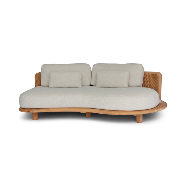 Garten Sofa Orosei, Linke Seite, aus Naturteak und Seil in Natur, 203×119×63 cm - ZEN ZONE Furniture