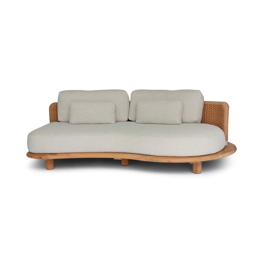 Garten Sofa Orosei, Linke Seite, aus Naturteak und Seil in Natur, 203×119×63 cm - ZEN ZONE Furniture