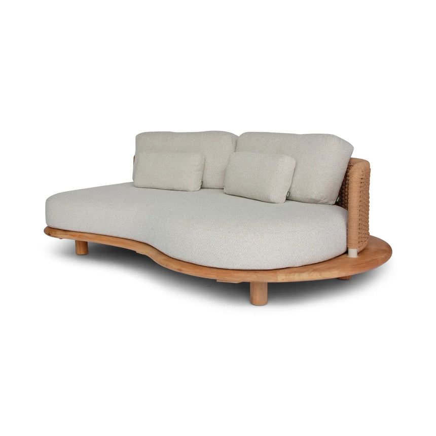 Garten Sofa Orosei, Linke Seite, aus Naturteak und Seil in Natur, 203×119×63 cm - ZEN ZONE Furniture
