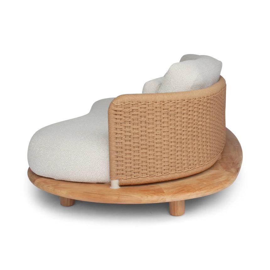 Garten Sofa Orosei, Linke Seite, aus Naturteak und Seil in Natur, 203×119×63 cm - ZEN ZONE Furniture