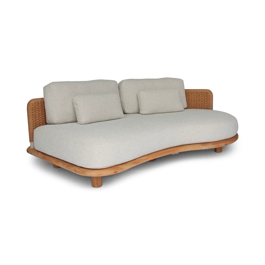Garten Sofa Orosei, Linke Seite, aus Naturteak und Seil in Natur, 203×119×63 cm - ZEN ZONE Furniture