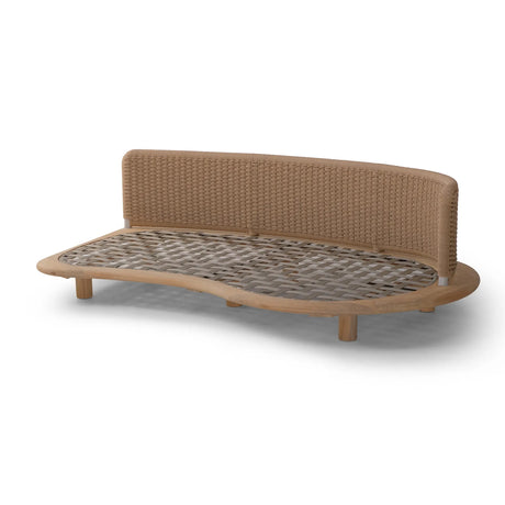 Garten Sofa Orosei, Linke Seite, aus Naturteak und Seil in Natur, 203×119×63 cm - ZEN ZONE Furniture