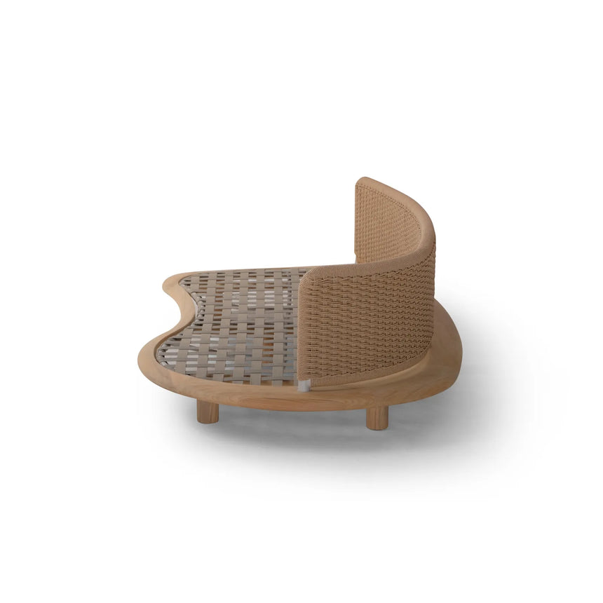 Garten Sofa Orosei, Linke Seite, aus Naturteak und Seil in Natur, 203×119×63 cm - ZEN ZONE Furniture