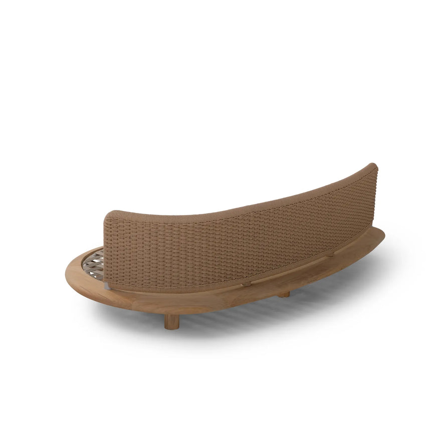 Garten Sofa Orosei, Linke Seite, aus Naturteak und Seil in Natur, 203×119×63 cm - ZEN ZONE Furniture