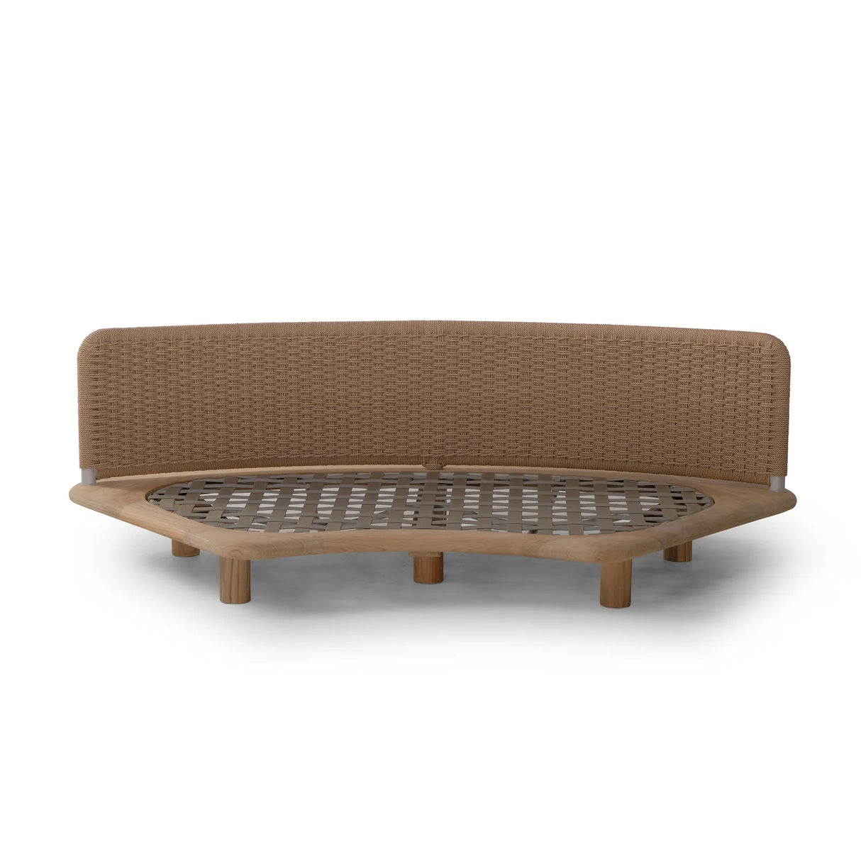 Garten Sofa Orosei, Mittelstück, aus Naturteak und Seil in Natur, 218×126×63 cm - ZEN ZONE Furniture