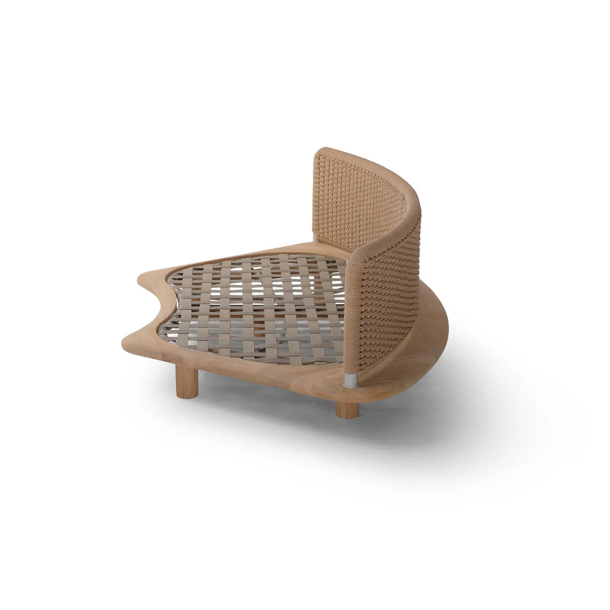Garten Sofa Orosei, Mittelstück, aus Naturteak und Seil in Natur, 218×126×63 cm - ZEN ZONE Furniture