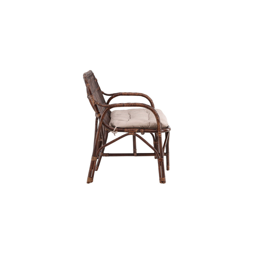 Nella 2-Sitzer Sofa Rattan - Walnuss dunkel / Beige - ZEN ZONE Furniture