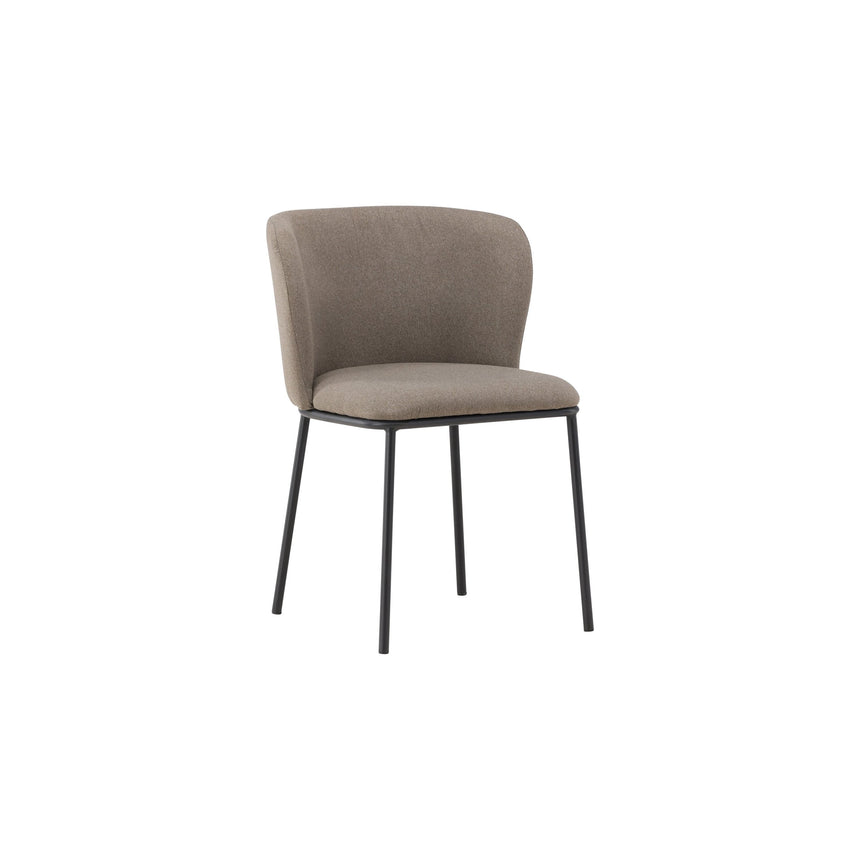 Edina Esszimmerstuhl 2er-Pack - Schwarz / Braunes Leinen - ZEN ZONE Furniture