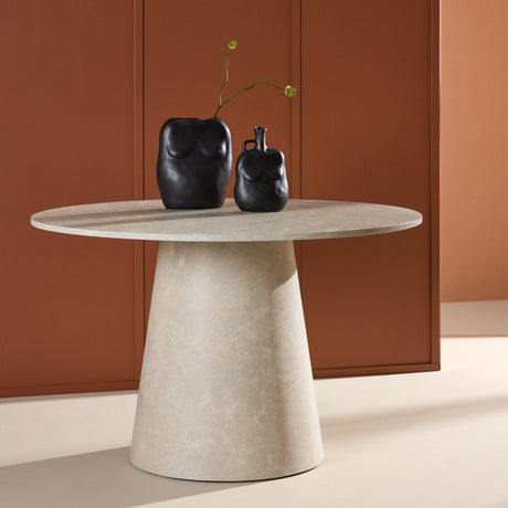 Lanzo Esstisch - Beige Marmoroptik 120 x 120 cm - ZEN ZONE Furniture
