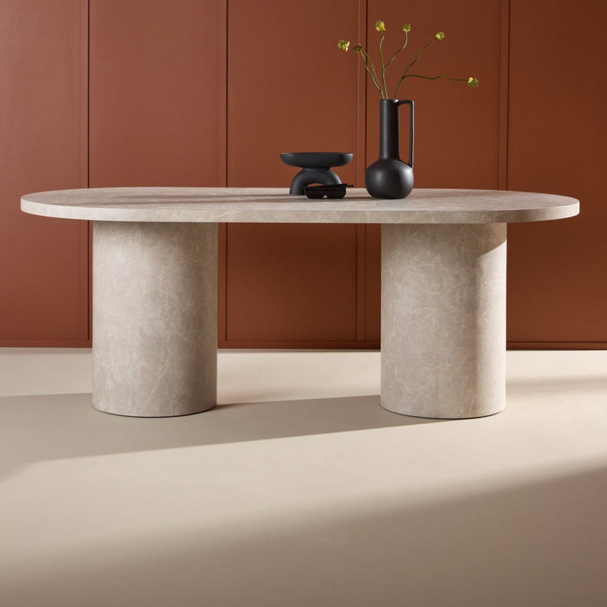 Narvik Esstisch - Beige Marmoroptik 100x200 cm - ZEN ZONE Furniture