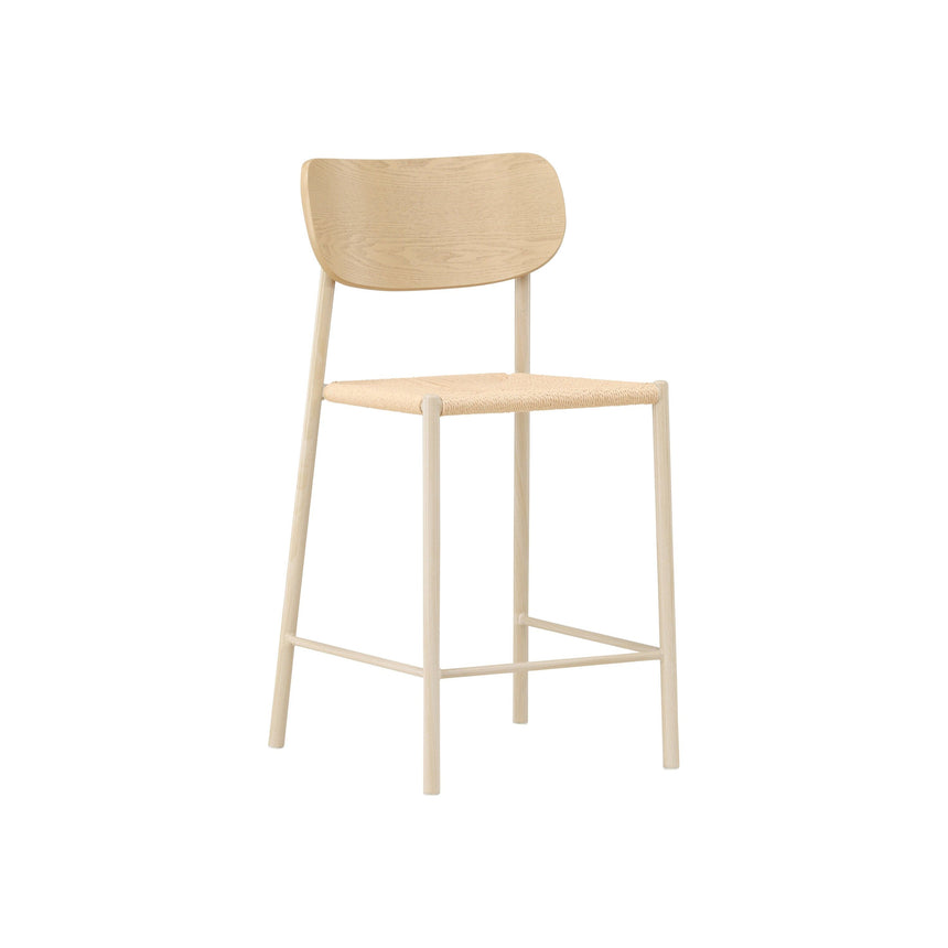 Polly Barhocker mit Rückenlehne - Whitewash / Nature Rope - ZEN ZONE Furniture