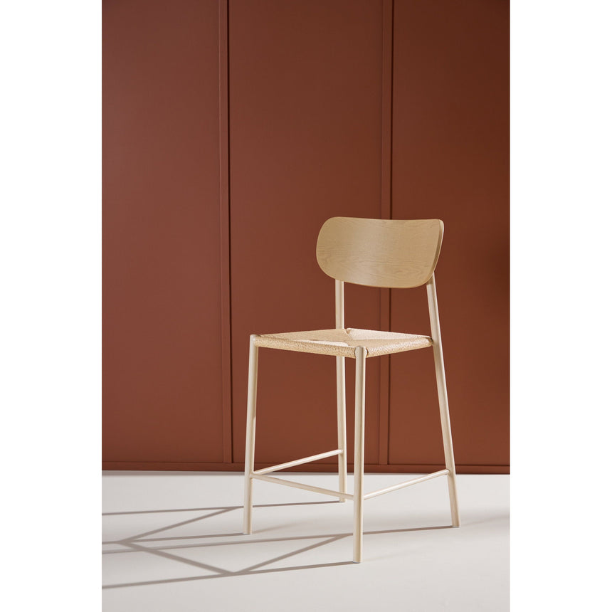 Polly Barhocker mit Rückenlehne - Whitewash / Nature Rope - ZEN ZONE Furniture