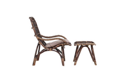 Ella Loungesessel Rattan Walnuss dunkel / Beige - ZEN ZONE Furniture