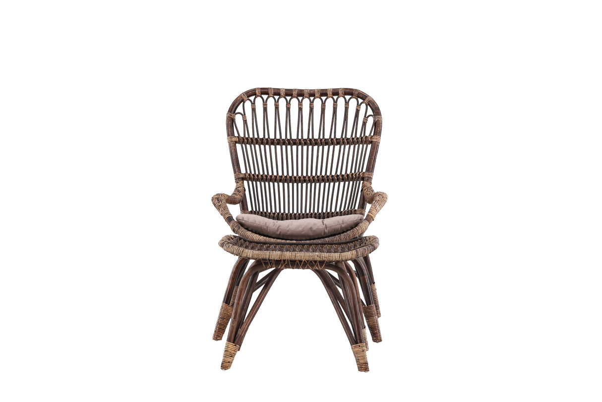 Ella Loungesessel Rattan Walnuss dunkel / Beige