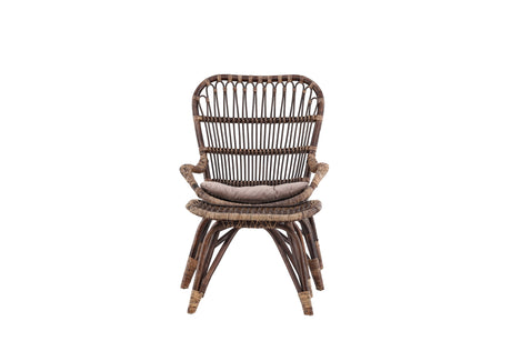 Ella Loungesessel Rattan Walnuss dunkel / Beige - ZEN ZONE Furniture