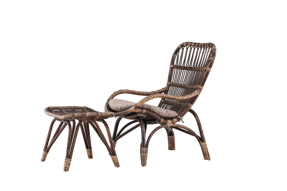 Ella Loungesessel Rattan Walnuss dunkel / Beige