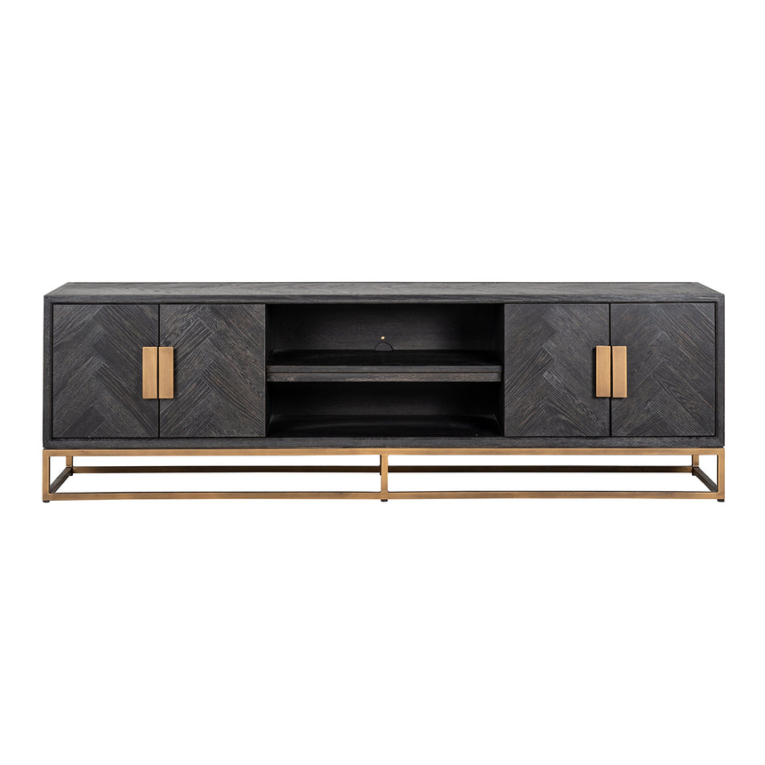 TV Kommode 200 Blackbone brass 4-Türen (Black rustic) - ZEN ZONE Furniture