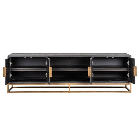 TV Kommode 200 Blackbone brass 4-Türen (Black rustic) - ZEN ZONE Furniture