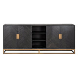Anrichte Blackbone brass 4-Türen + offener raum (Black rustic) - ZEN ZONE