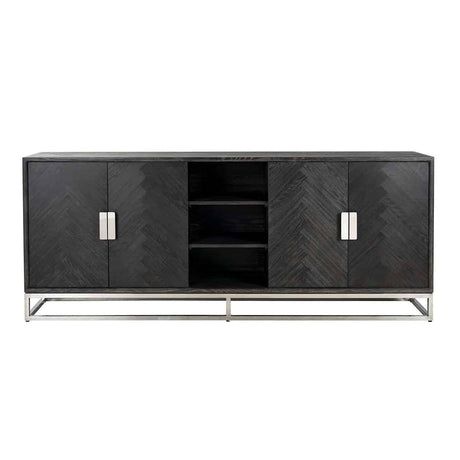 Anrichte Blackbone silver 4-Türen + offener raum (Black rustic) - ZEN ZONE