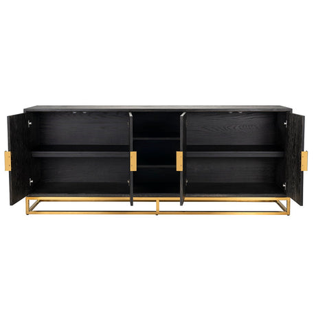 Anrichte Blackbone gold 4-Türen + offener raum (Black rustic) - ZEN ZONE