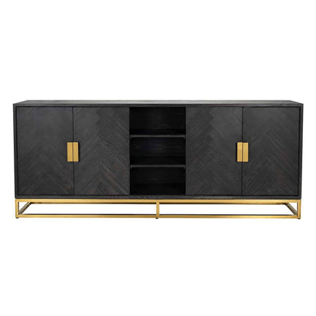 Anrichte Blackbone gold 4-Türen + offener raum (Black rustic) - ZEN ZONE