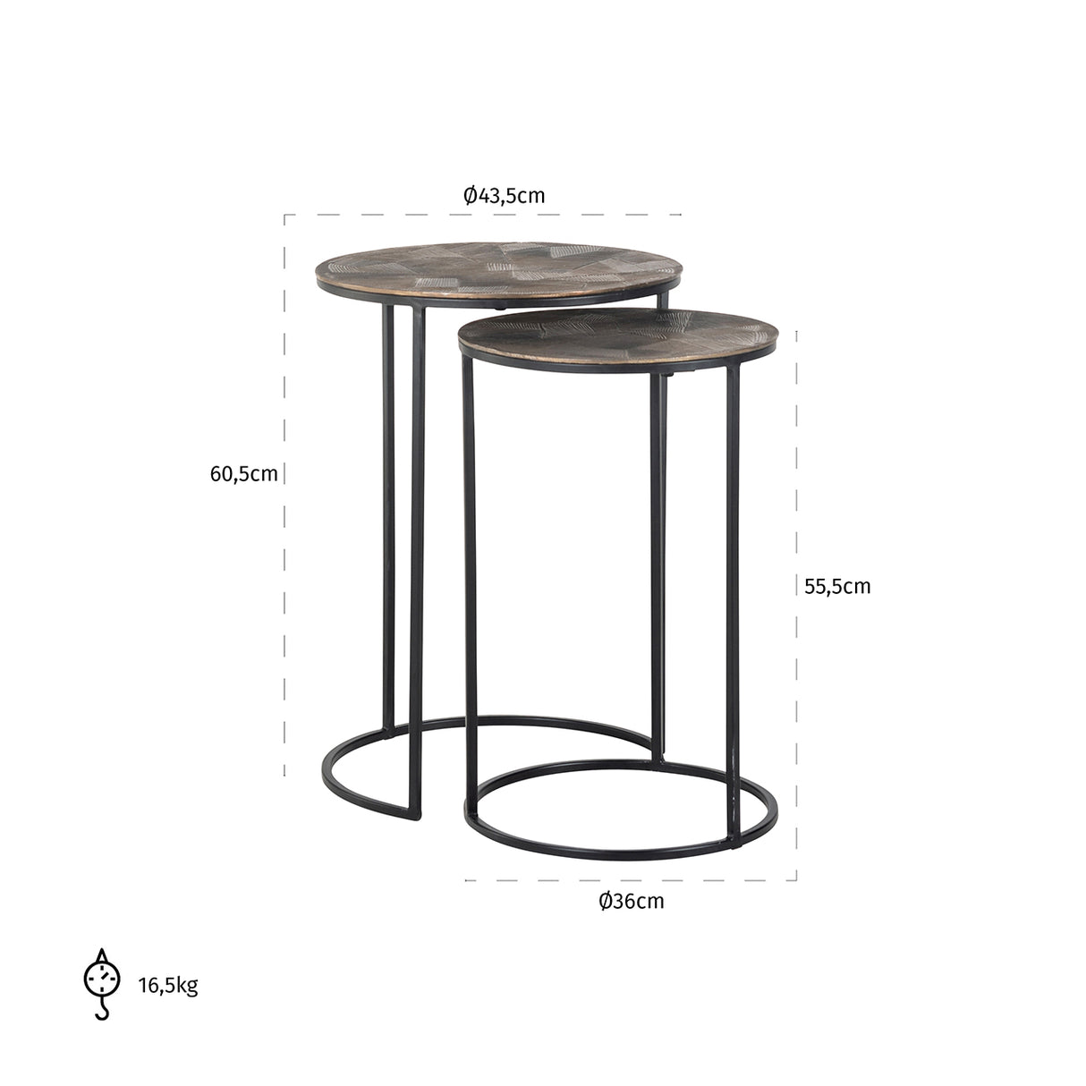 Beistelltisch Tulum set von 2 (Brushed Gold) - ZEN ZONE