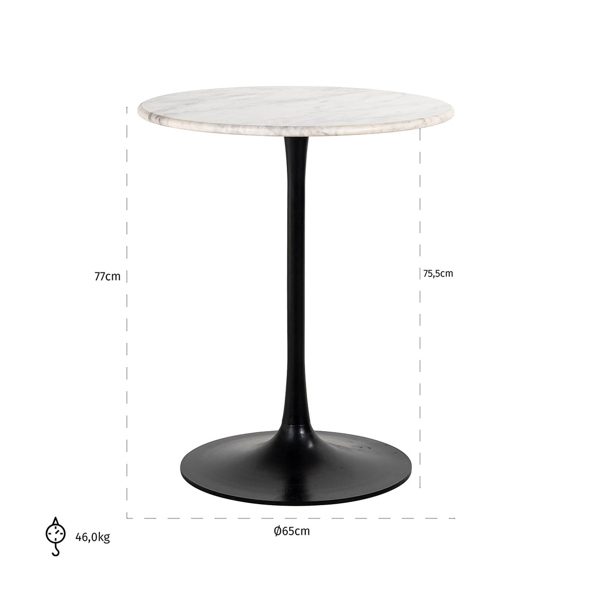 Bistrotisch Carlten weiß 65Ø (Black/white) - ZEN ZONE