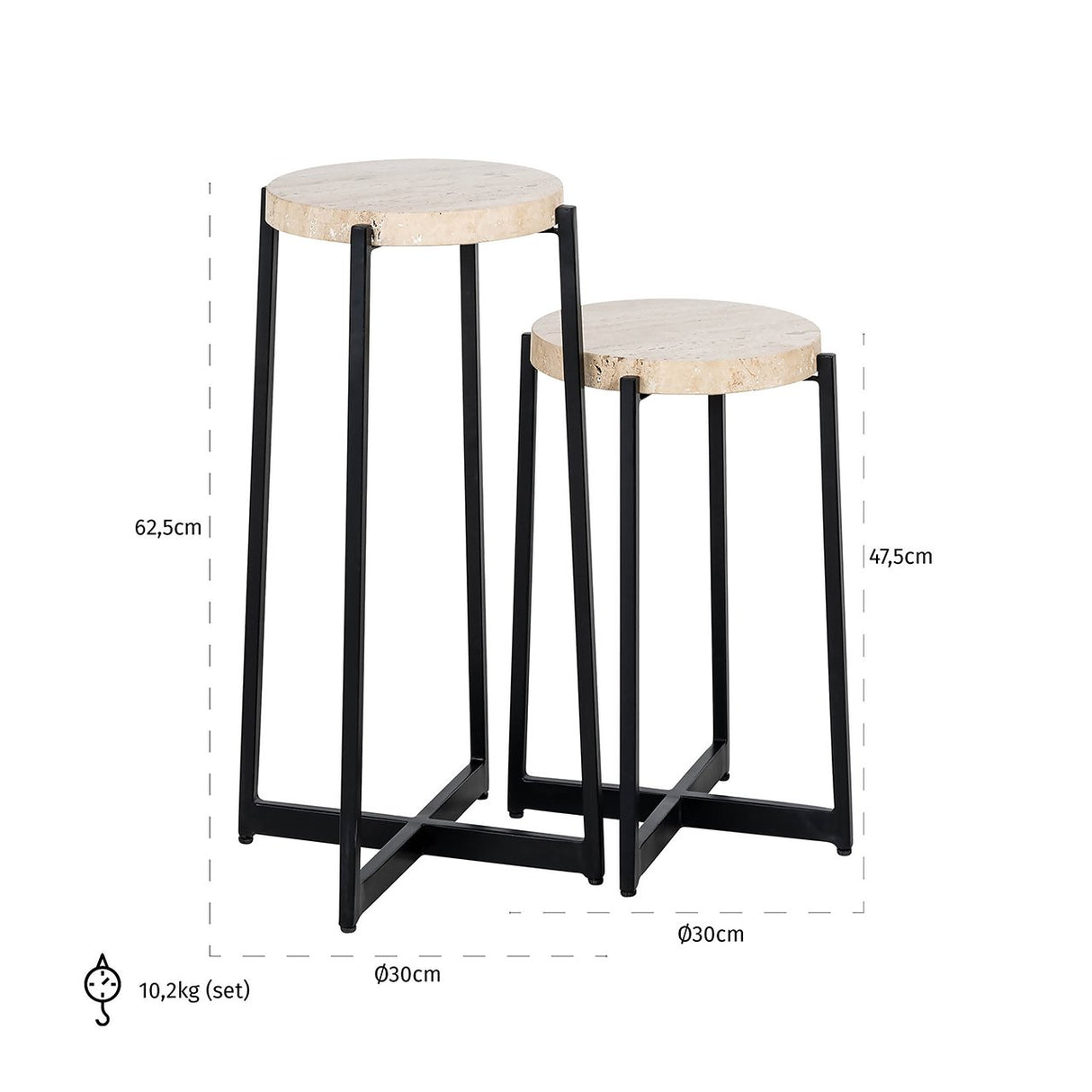 Beistelltisch Dillinger Set von 2 (Beige) - ZEN ZONE