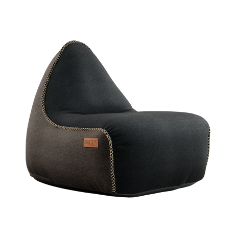 Canvas Lounge Chair Combi bl/br +Black Pouf - ZEN ZONE