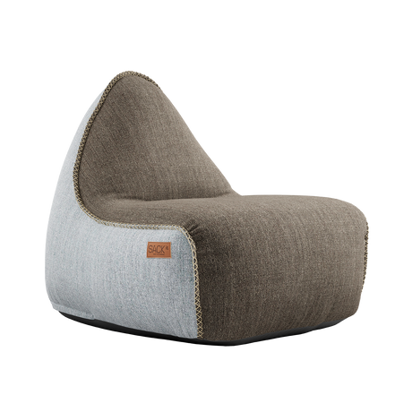 Cobana Lounge Chair Brown/White + WhitePouf - ZEN ZONE