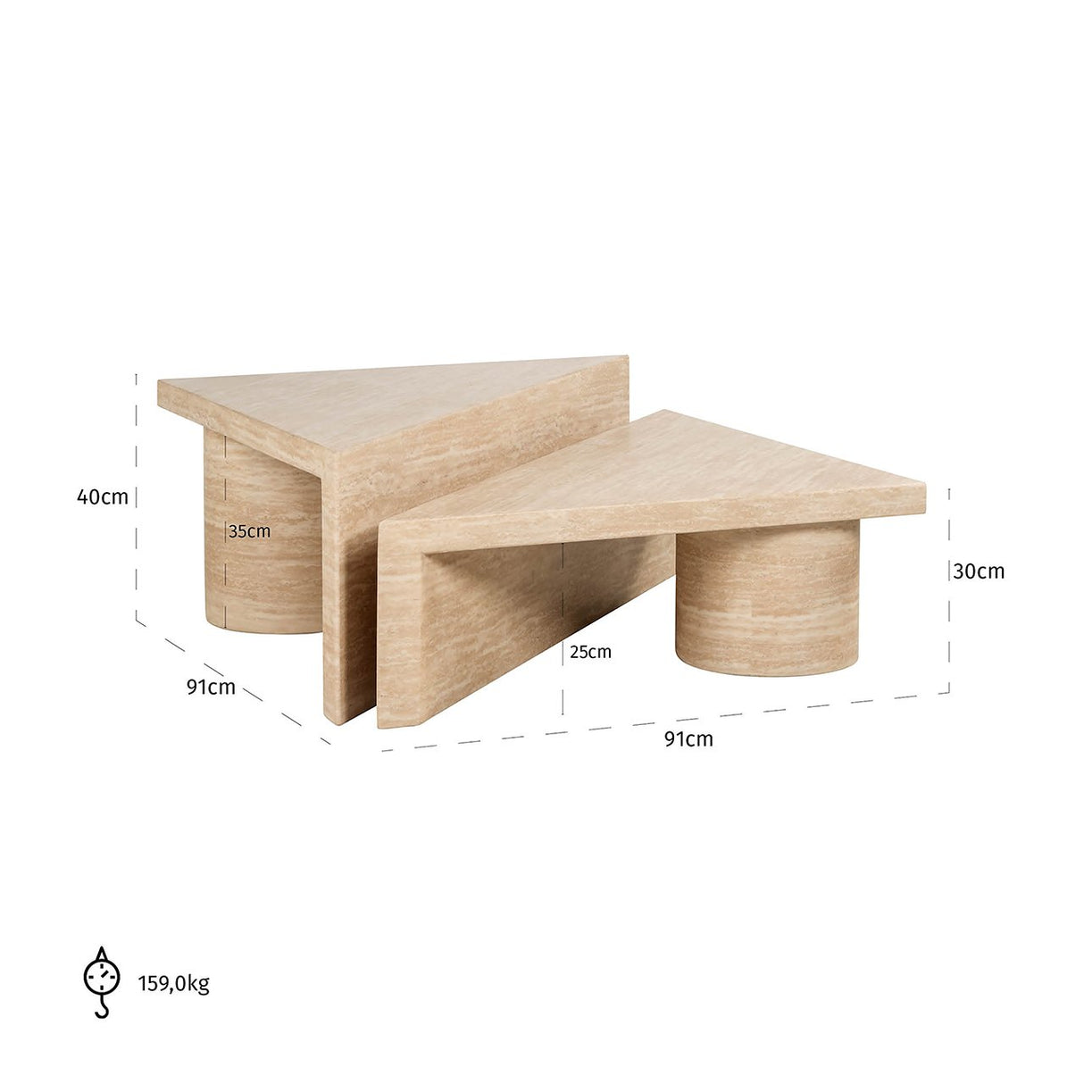 Couchtisch Set Fictus Travertin faux (Beige) - ZEN ZONE