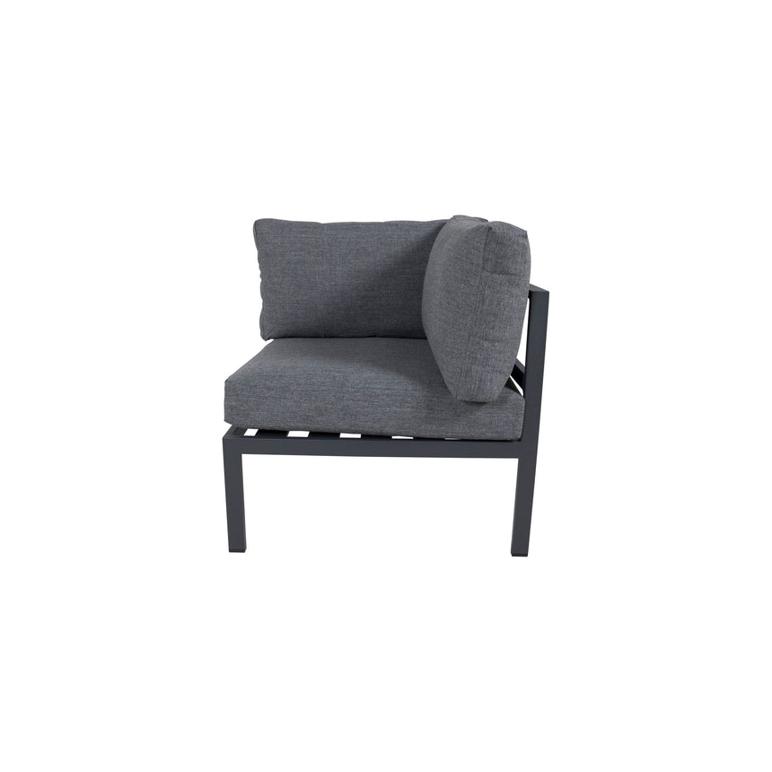 Copacabana Eckteil - Schwarzes Alu / Graues Kissen - ZEN ZONE Furniture