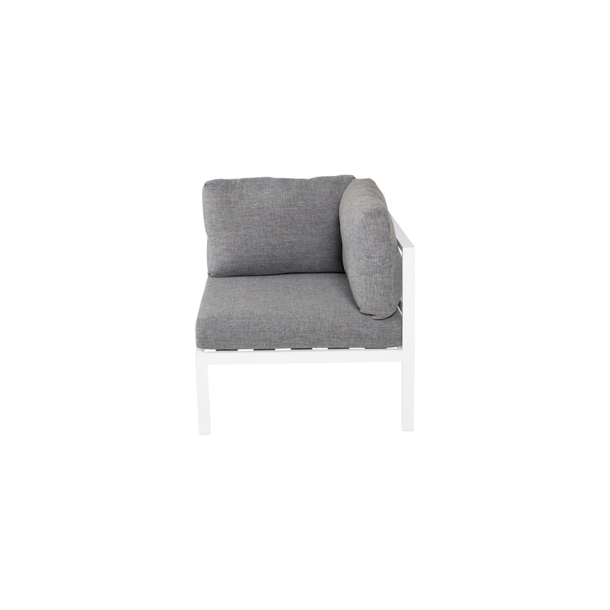 Copacabana Eckteil - Weißes Alu / Graues Kissen - ZEN ZONE Furniture